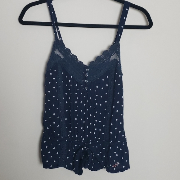 Hollister Tops - Hollister Navy and white polka dot tank